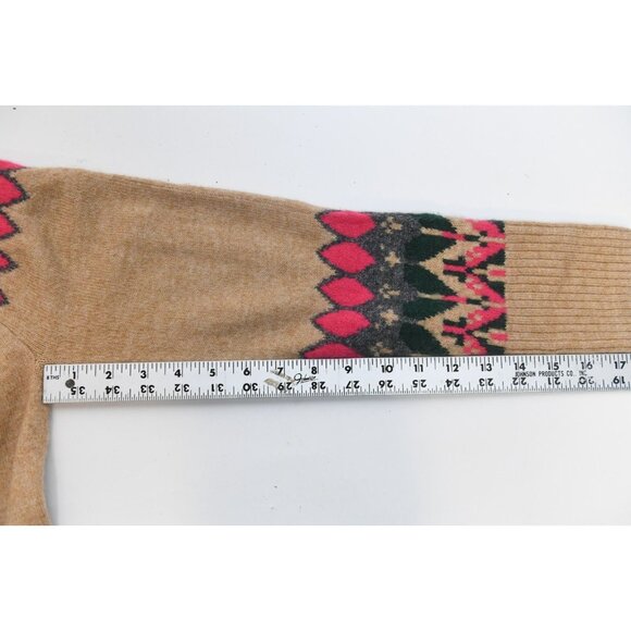 CeCe “Fair Isle” Heather Nordic Knit Sweater Camel Pink Camel Preppy Size XS - Picture 9 of 11